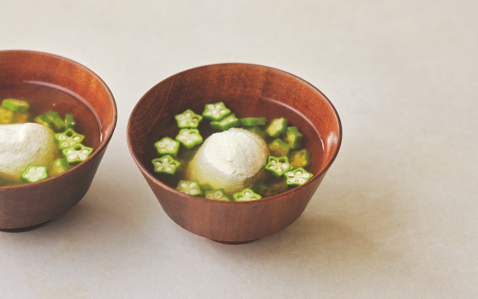  すくい豆腐とオクラのすまし汁